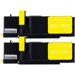 Dell 1250, 1350, 1355, C1760, C176 Yellow Compatible High-Yield Toner Cartridges 2-Pack