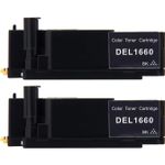 2 Pack Dell C1660 / C1660w Black Compatible Toner Cartridges