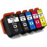 5 Pack Epson 302XL High-Yield Compatible Ink Cartridges