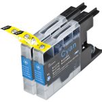 2 Pack Brother LC77C Cyan Compatible Extra High-Yield Ink Cartridges