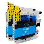 2 Pack Brother LC135C Cyan Compatible Super High-Yield Ink Cartridges