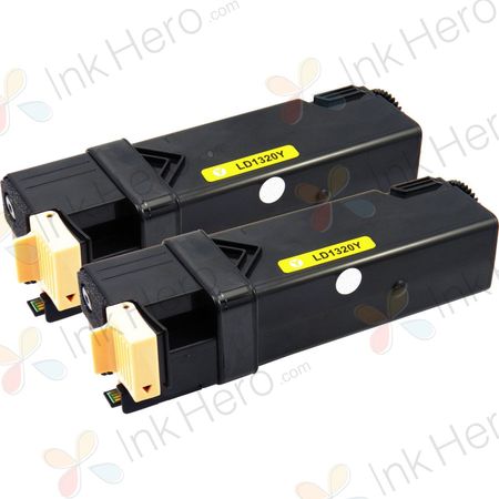 2 Pack Dell 1320 / 1320C / 1320CN Yellow Compatible High-Yield Toner Cartridges