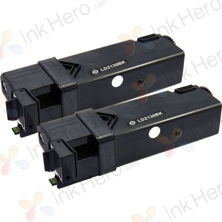 Dell 2130cn 2135cn Black Compatible High-Yield Toner Cartridges 2-Pack