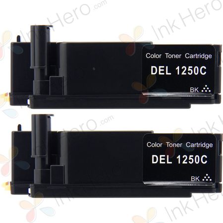 Dell 1250, 1350, 1355, C1760, C176 Black Compatible High-Yield Toner Cartridges 2-Pack