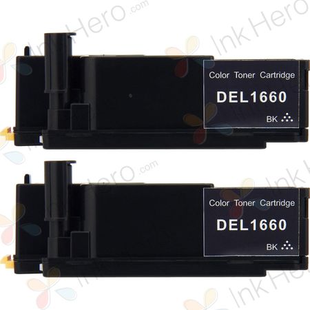 2 Pack Dell C1660 / C1660w Black Compatible Toner Cartridges