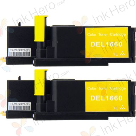 2 Pack Dell C1660 / C1660w Yellow Compatible Toner Cartridges