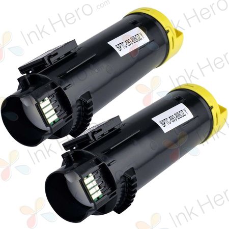 2 Pack Dell H625, H825, S2825 Yellow Compatible High-Yield Toner Cartridges