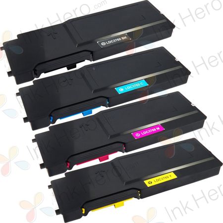 4 Pack Dell C3760 / C3765 Compatible Extra High-Yield Toner