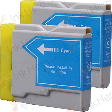 2 Pack Brother LC37C Cyan Compatible Ink Cartridges