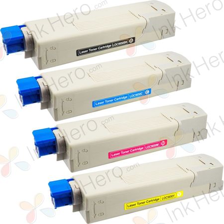 4 Pack Oki C5650, C5750 Compatible High-Yield Toner Cartridges