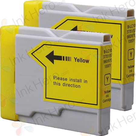 2 Pack Brother LC37Y Yellow Compatible Ink Cartridges