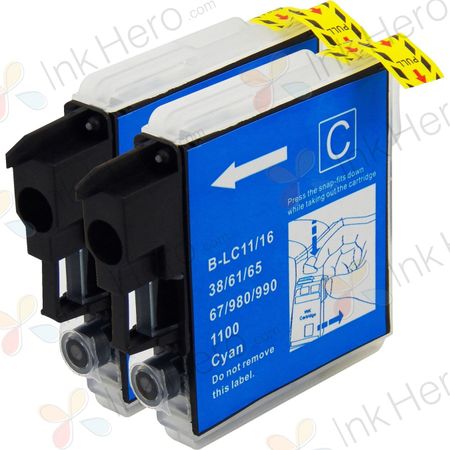 2 Pack Brother LC38C Cyan Compatible High-Yield Ink Cartridges