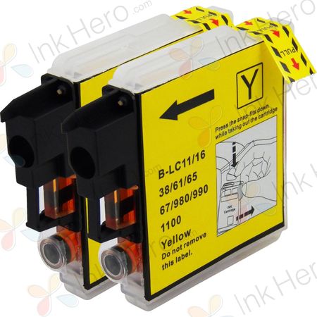 2 Pack Brother LC38Y Yellow Compatible High-Yield Ink Cartridges