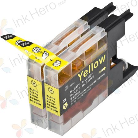 2 Pack Brother LC77Y Yellow Compatible Extra High-Yield Ink Cartridges