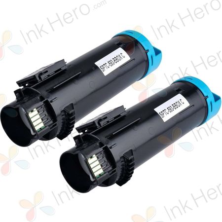 2 Pack Dell H625, H825, S2825 Cyan Compatible High-Yield Toner Cartridges