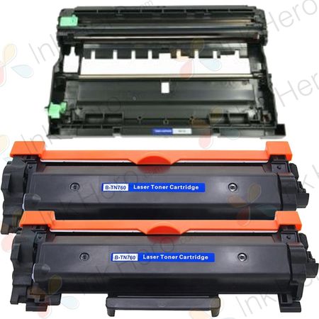 2 Brother TN3340 Black Compatible High-Yield Toner & Drum Cartridge (Replaces TN3310)