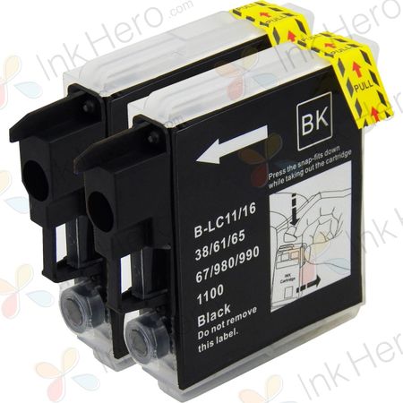 2 Pack Brother LC38BK Black Compatible High-Yield Ink Cartridges