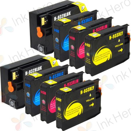 8 Pack HP 932XL & 933XL High-Yield Compatible Ink Cartridges