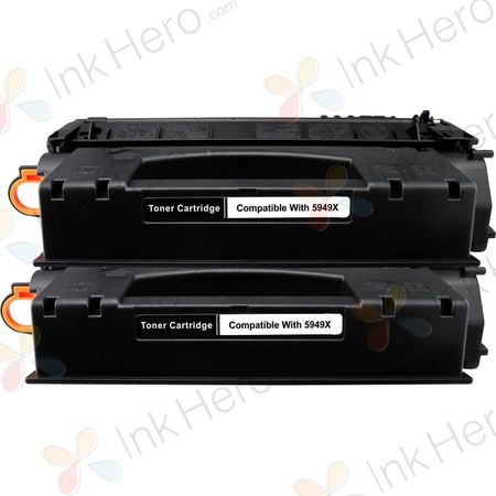 2 Pack HP 49X Black Compatible High-Yield Toner Cartridge (Q5949X)