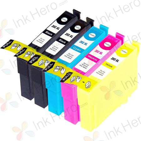 5 Pack Epson 202XL High-Yield Compatible Ink Cartridges