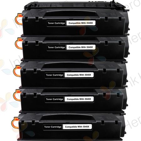 5 Pack HP 49X Black Compatible High-Yield Toner Cartridge (Q5949X)