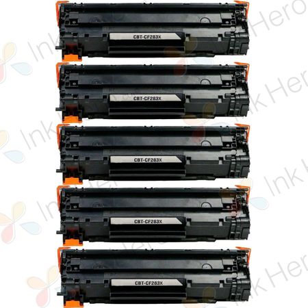 5 Pack HP 83X High-Yield Black Compatible Toner Cartridge (CF283X)