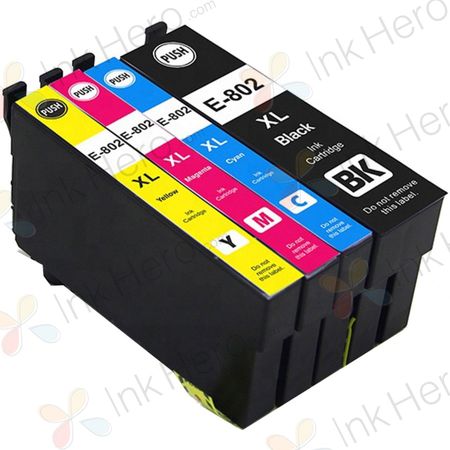 4 Pack Epson 802XL High-Yield Compatible Ink Cartridges