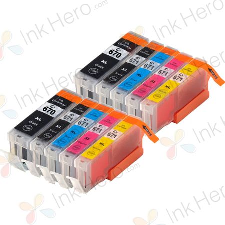 10 Pack Canon PGI-670XL & CLI-671XL Compatible High-Yield Ink Cartridges