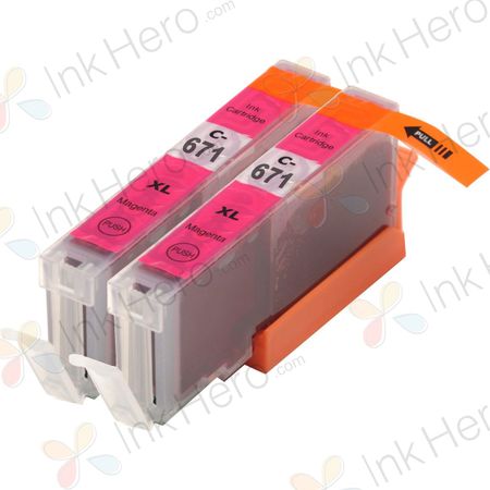 2 Pack Canon CLI-671XL Magenta Compatible High-Yield Ink Cartridges