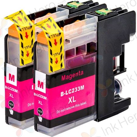 2 Pack Brother LC233 Magenta Compatible High-Yield Ink Cartridges (Replaces LC231)