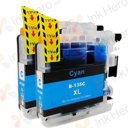 2 Pack Brother LC135C Cyan Compatible Super High-Yield Ink Cartridges