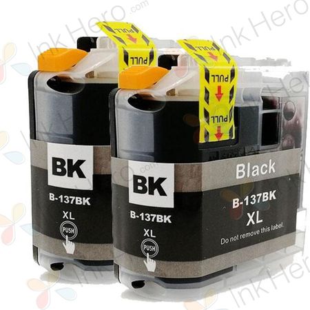 2 Pack Brother LC137BK Black Compatible Super High-Yield Ink Cartridges