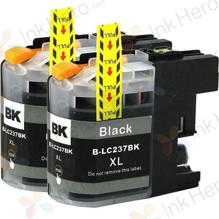 2 Pack Brother LC237BK Black Compatible Super High-Yield Ink Cartridges