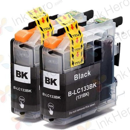 2 Pack Brother LC133 / LC131 Black Compatible High-Yield Ink Cartridges