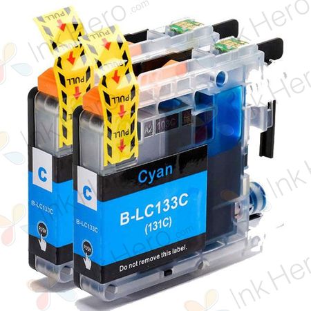 2 Pack Brother LC133 / LC131 Cyan Compatible High-Yield Ink Cartridges