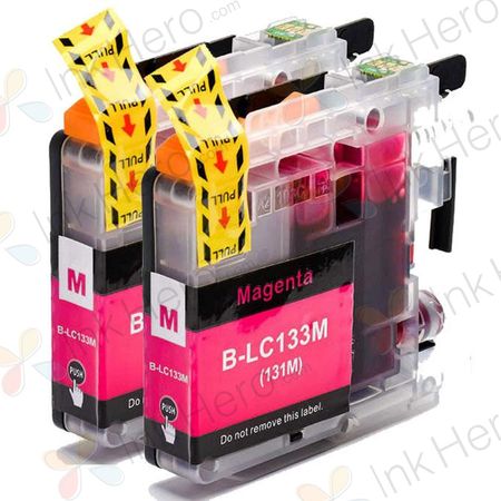 2 Pack Brother LC133 / LC131 Magenta Compatible High-Yield Ink Cartridges