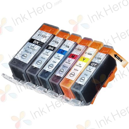 6 Pack Canon PGI-520 & CLI-521 Compatible Ink Cartridges