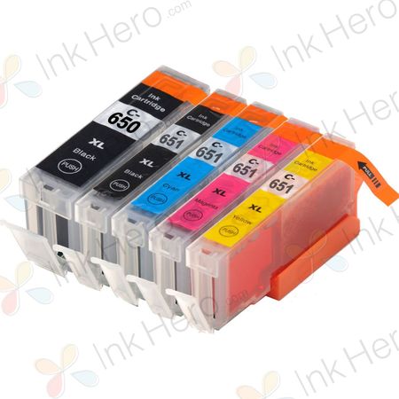 5 Pack Canon PGI-650XL & CLI-651XL Compatible High-Yield Ink Cartridges