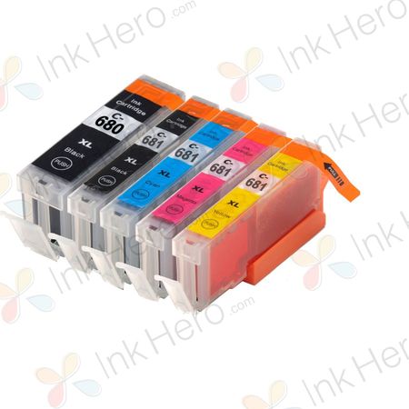 5 Pack Compatible Canon CLI-681, PGI-680 Ink Cartridges