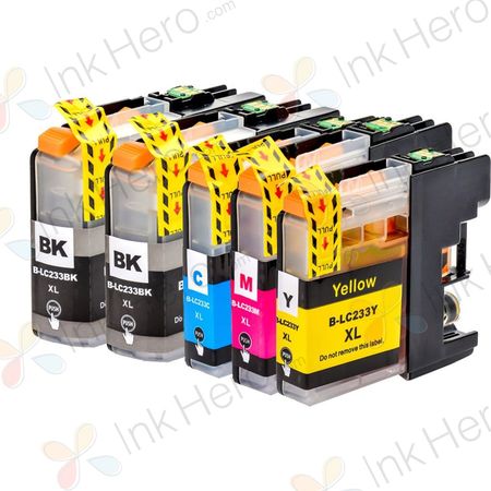 5 Pack Brother LC233 High-Yield Compatible Ink Cartridges (LC231)