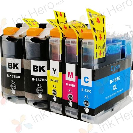 5 Pack Brother LC137 & LC135 Compatible Super High-Yield Ink Cartridges