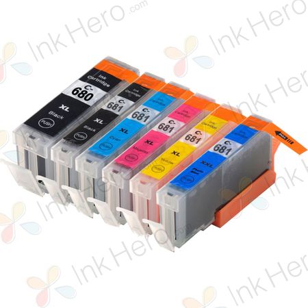 6 Pack Compatible Canon CLI-681, PGI-680 Ink Cartridges