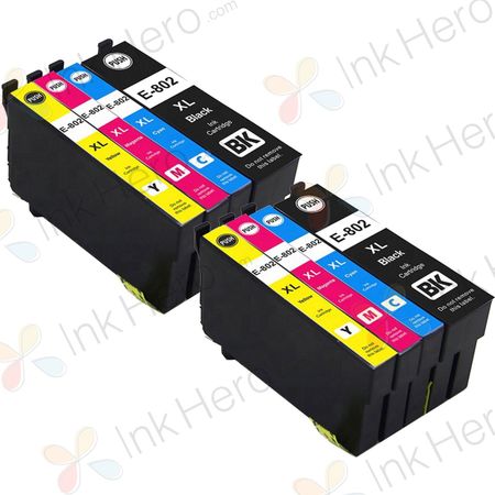 8 Pack Epson 802XL High-Yield Compatible Ink Cartridges