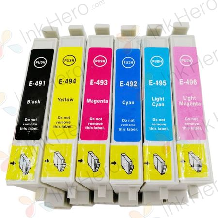 6 Pack Compatible Epson T0491-T0496 Ink Cartridges